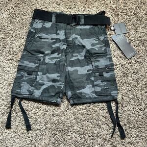 Encrypted Boys Black Camo Cargo Shorts - Camouflage Shorts Size 8 NWT!